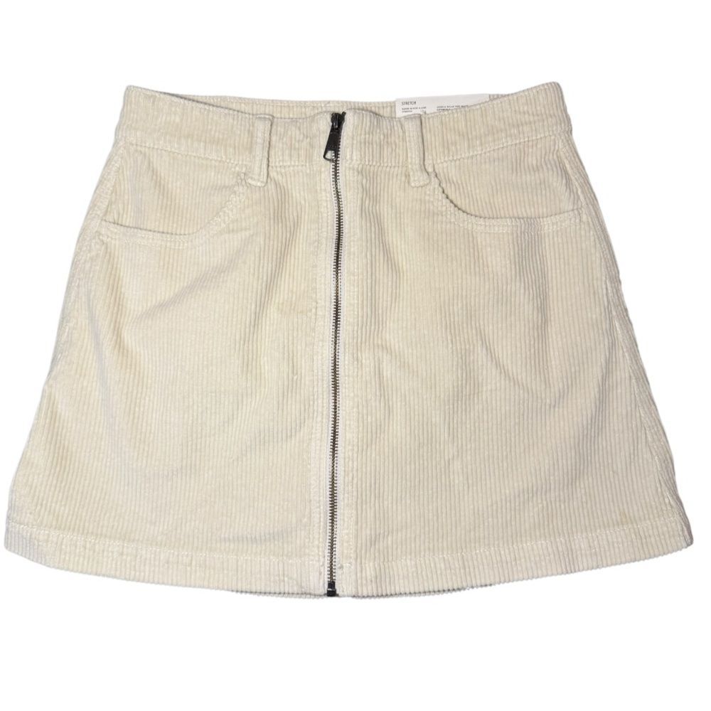 NWT AMERICAN EAGLE Corduroy Super Hi-Rise A-Line Mini Skirt Sz 4 27W Cream